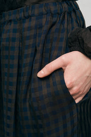 ORF-Beli ve Paçası Lastikli Ekose Desenli Şalvar Pantolon Laci