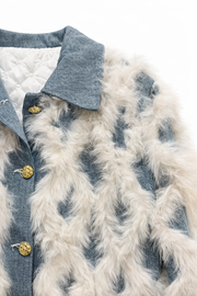 Baklava Desen Kürklü Kot Ceket