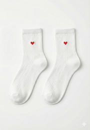 Minimal Kalp Desenli Çorap