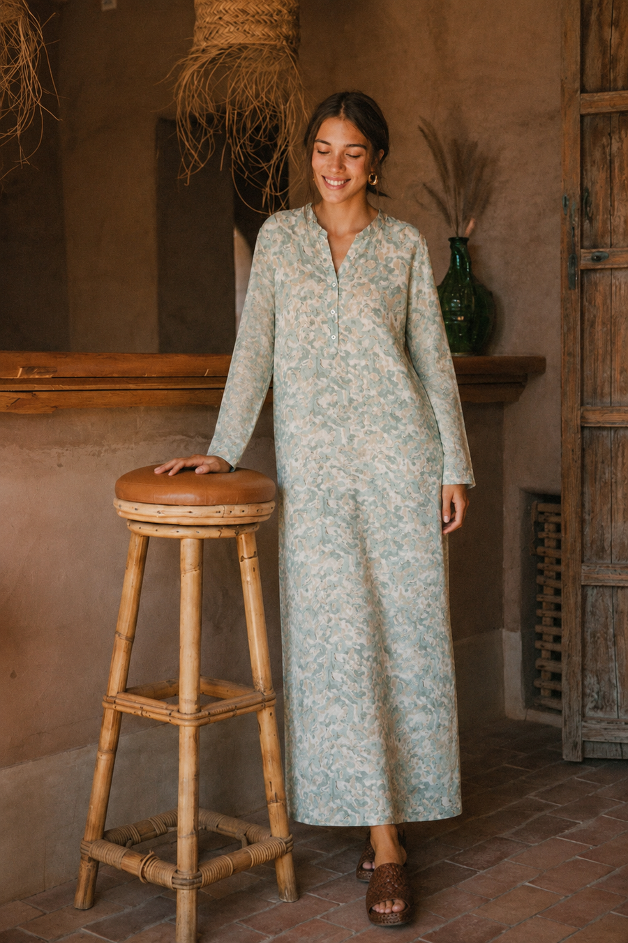 Lilyum Desenli Elbise - HYL0362