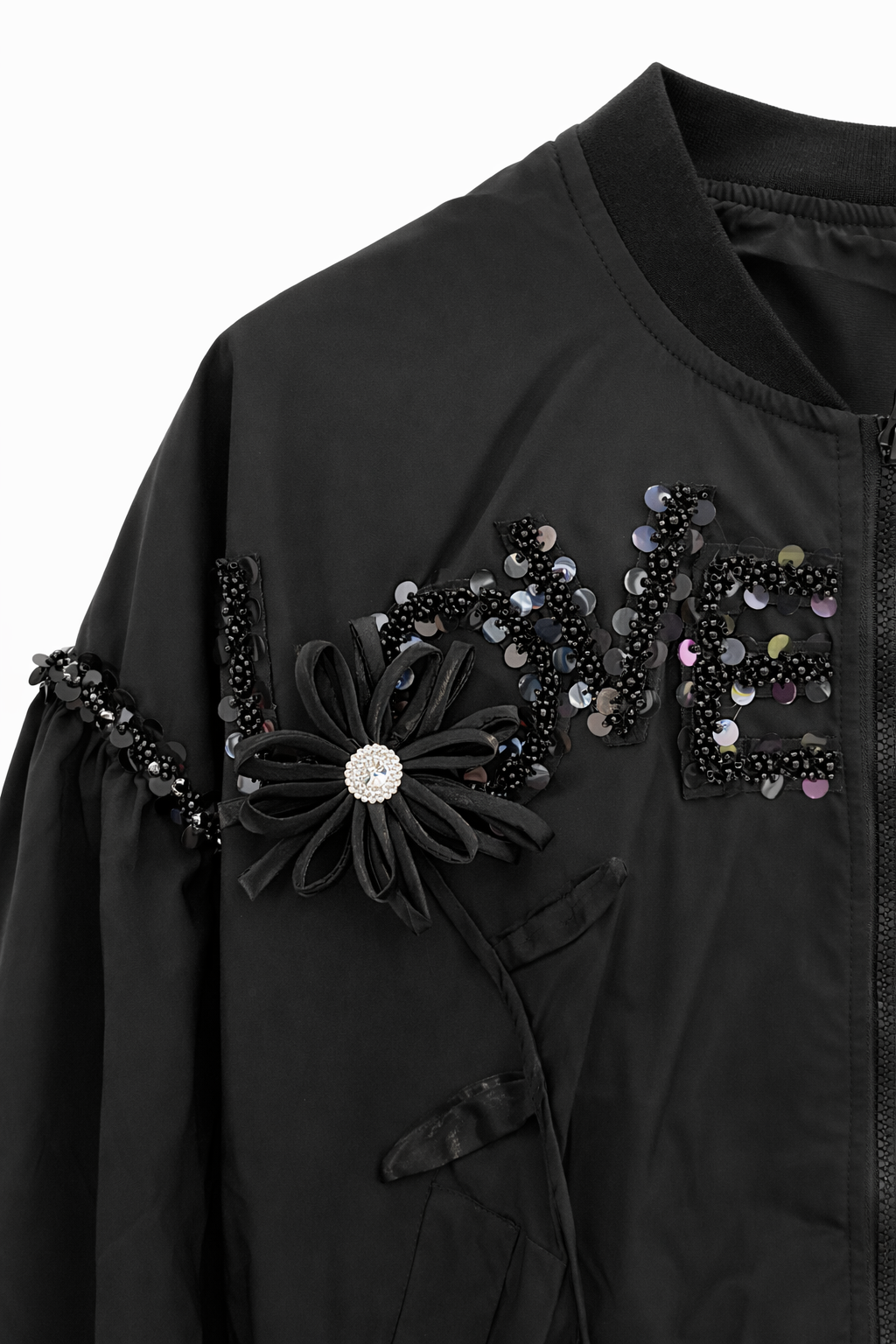 Noir Bloom Bomber Ceket