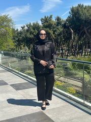 Taşlı Ceket Takım Siyah