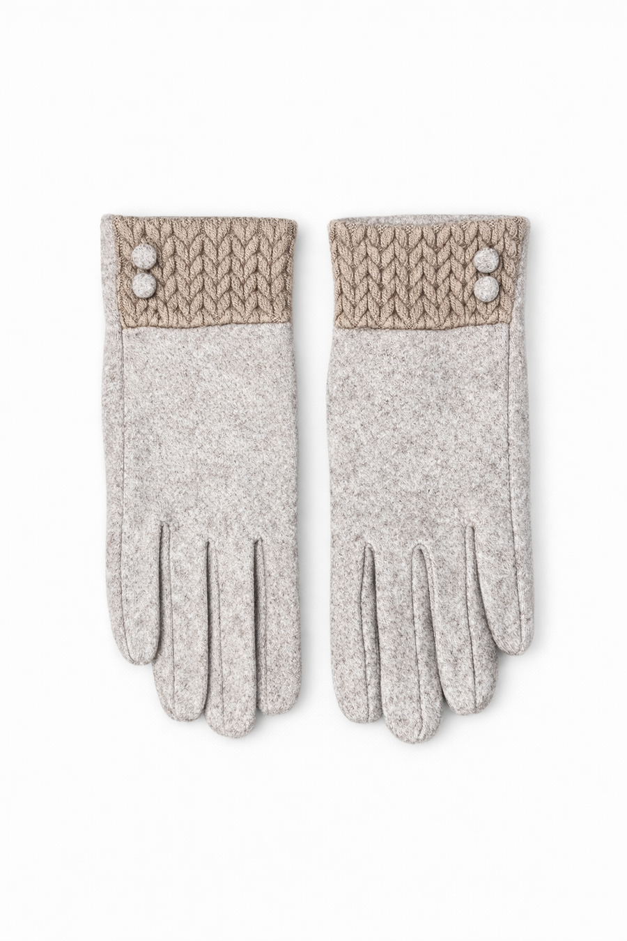 Klasik Yün Dokulu Günlük Kadın Eldiven – Krem