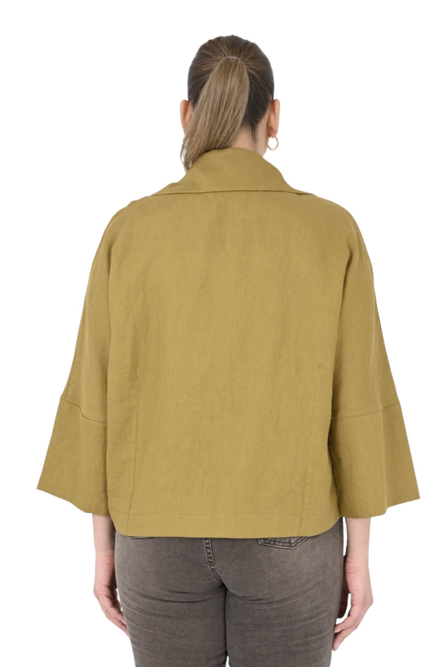 Soft Keten Yarasa Kol Ceket - Taba