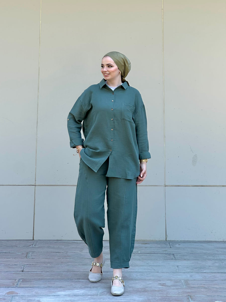 Müslin Gömlek Takım Haki- RS090