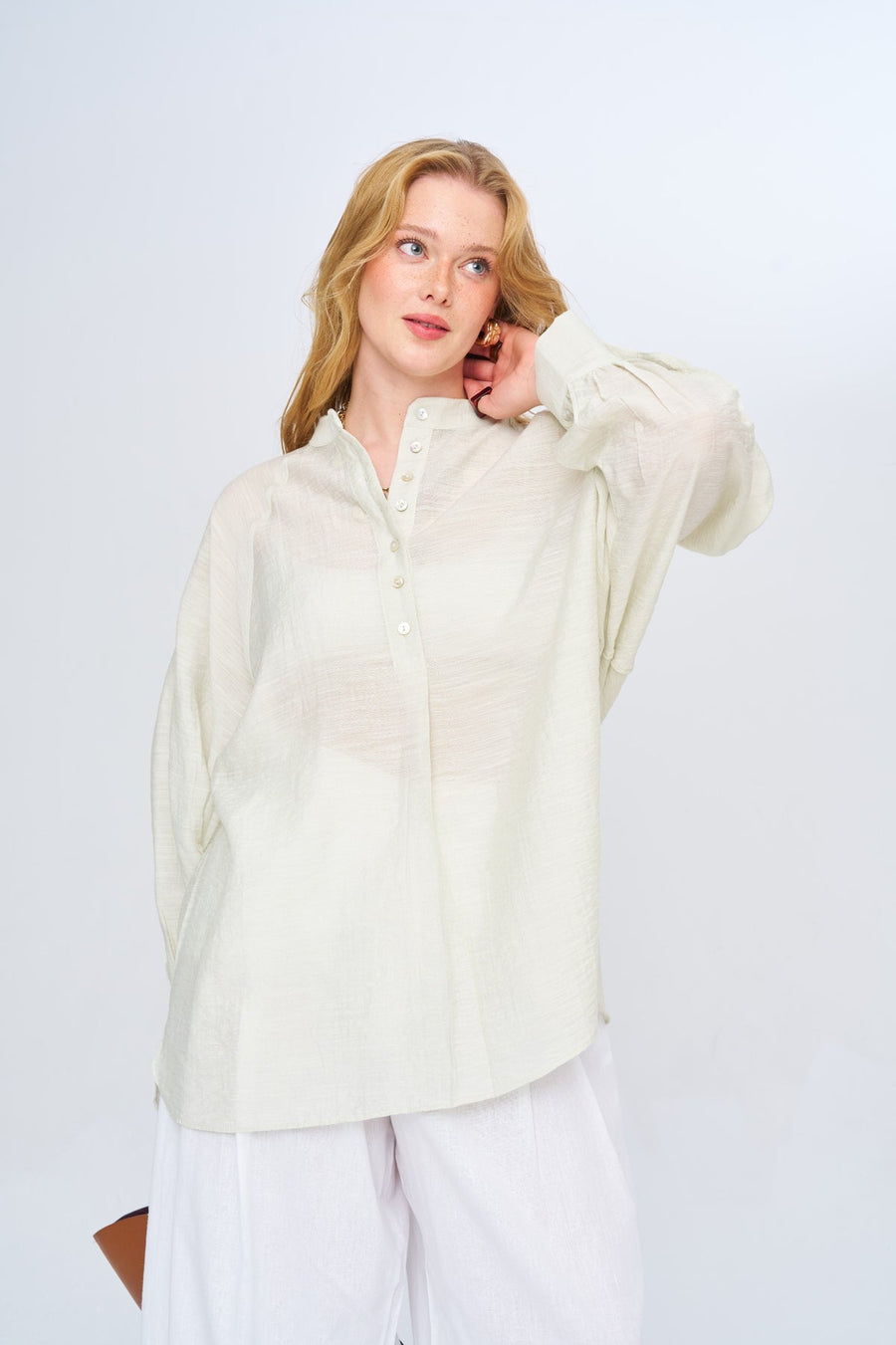 Hakim Yaka Desenli Gömlek Mint Rs34977