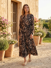 Lilyum Desenli Elbise - Hyl0362
