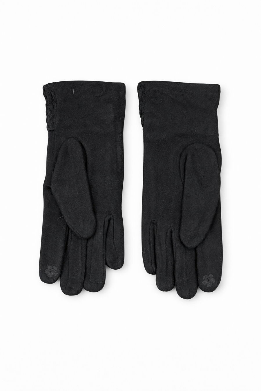 Klasik Yün Dokulu Günlük Kadın Eldiven – Siyah