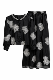 Taş İşlemeli Şifon Gömlek Etek Takım – Siyah