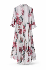 Flora Linen Beyaz Uzun Elbise