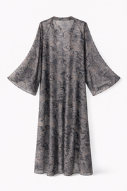 Bohem Paisley Uzun Kimono Hardal Füme