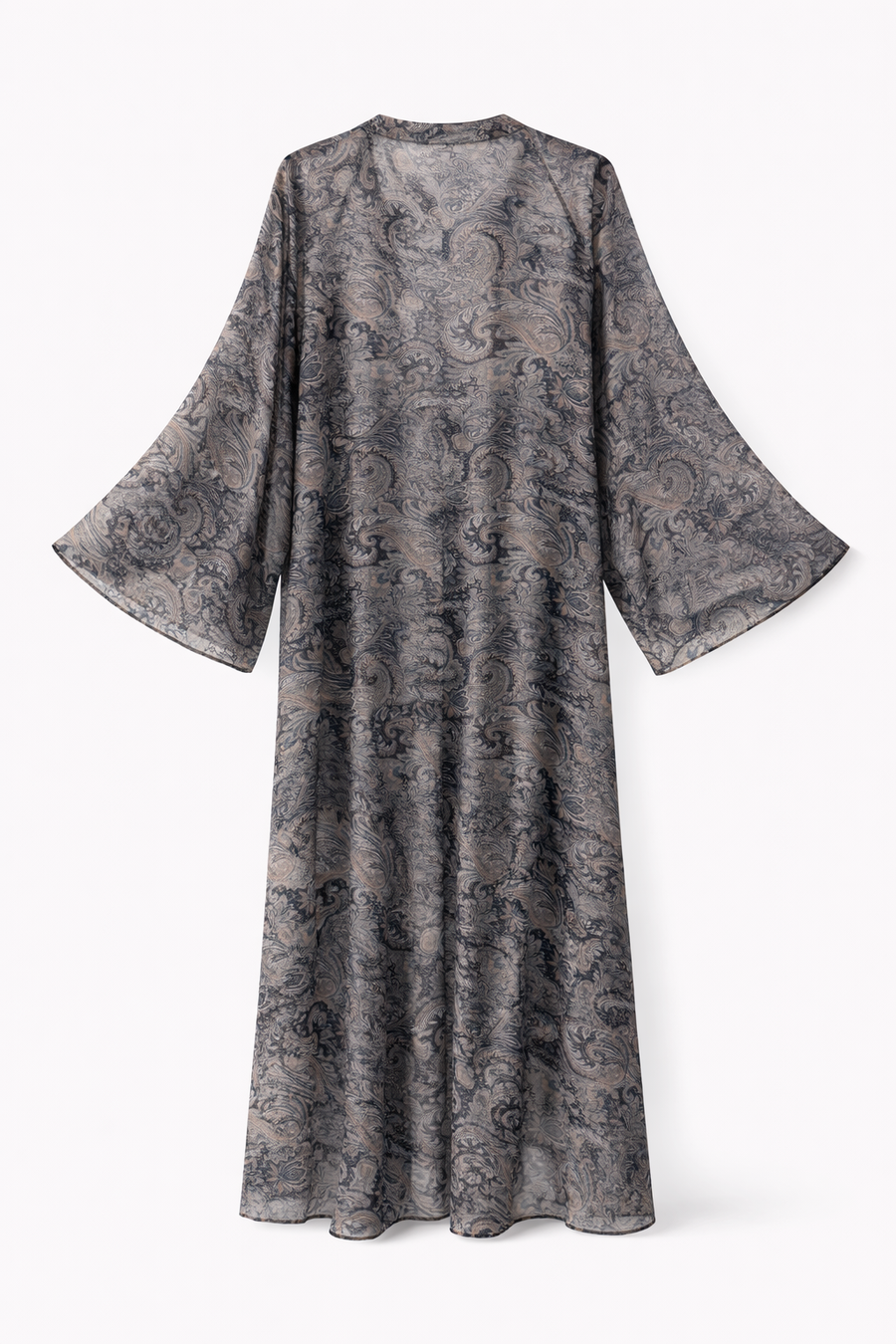Bohem Paisley Uzun Kimono Hardal Füme