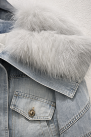 Kürk Detaylı Kot Ceket