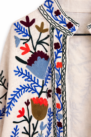 Nakış İşleme Tasarım Ceket Beyaz