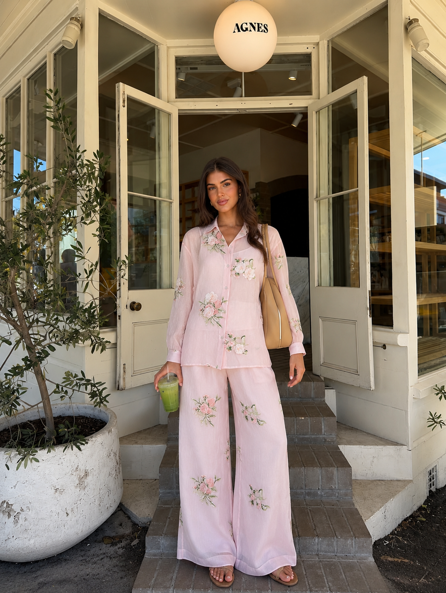 Gül Nakışlı Pudra  İkili Takım-RS26003