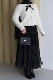 Puantiye Pileli Şifon Etek