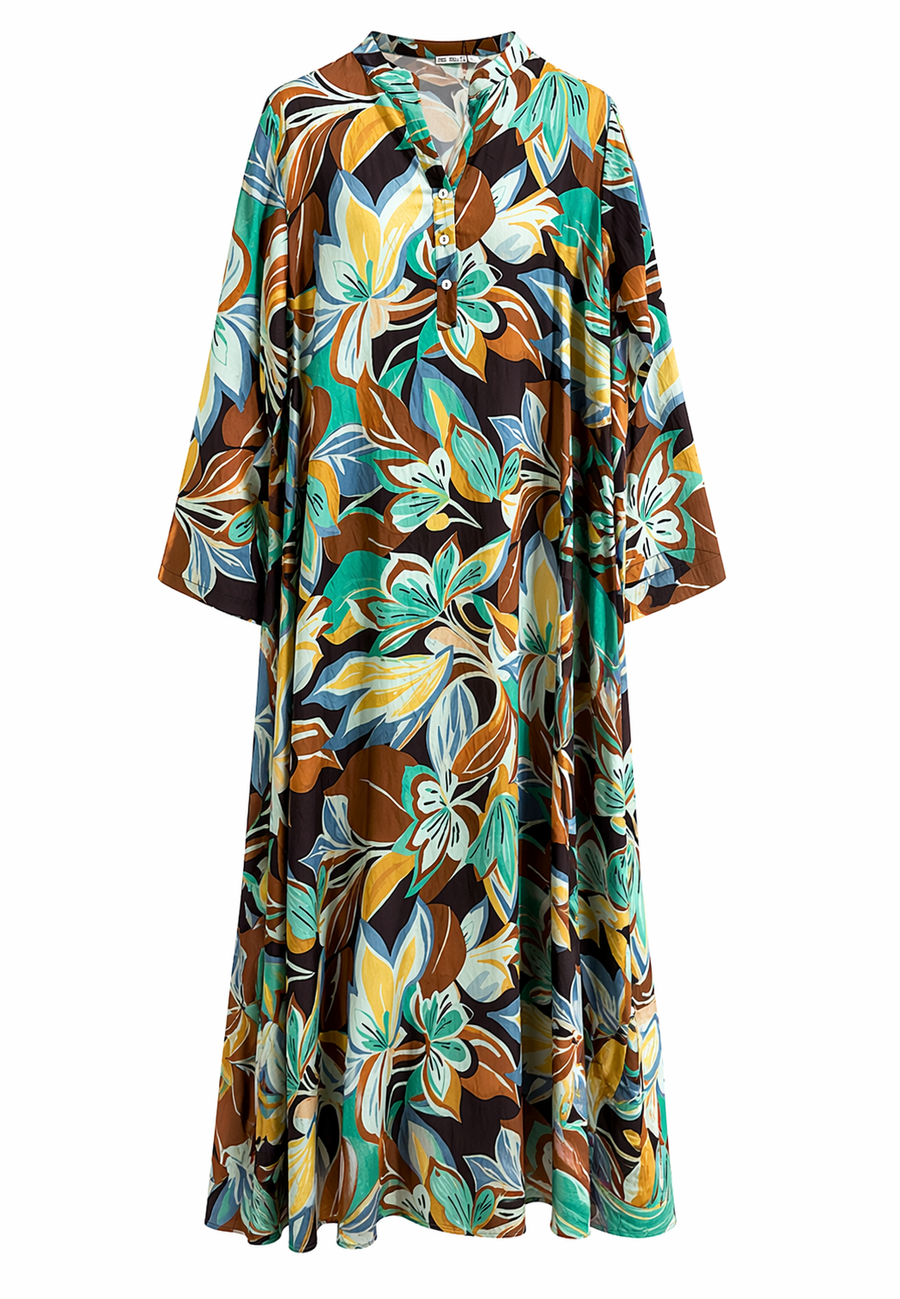 Lilyum Desenli Elbise - Hyl0362
