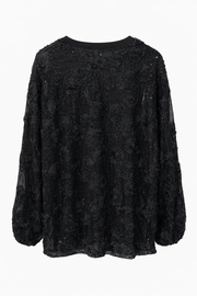 Siyah Gül Detaylı Bluz