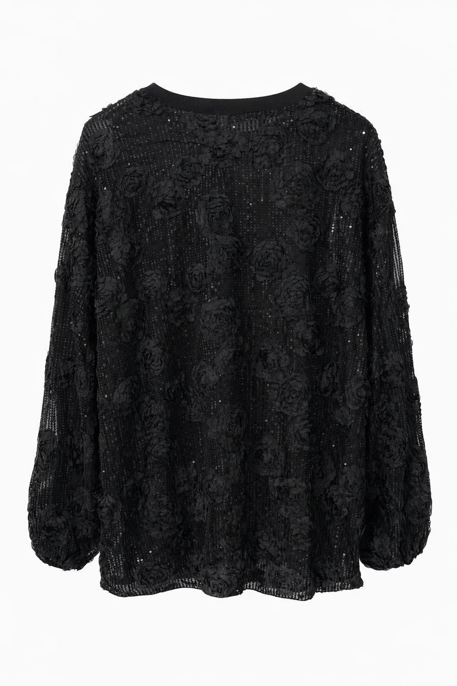 Siyah Gül Detaylı Bluz