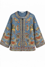 Vintage Özel İşleme Detaylı Salaş Jean Ceket
