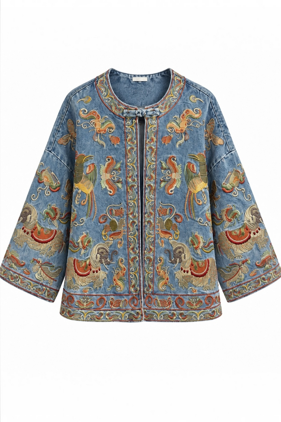Vintage Özel İşleme Detaylı Salaş Jean Ceket
