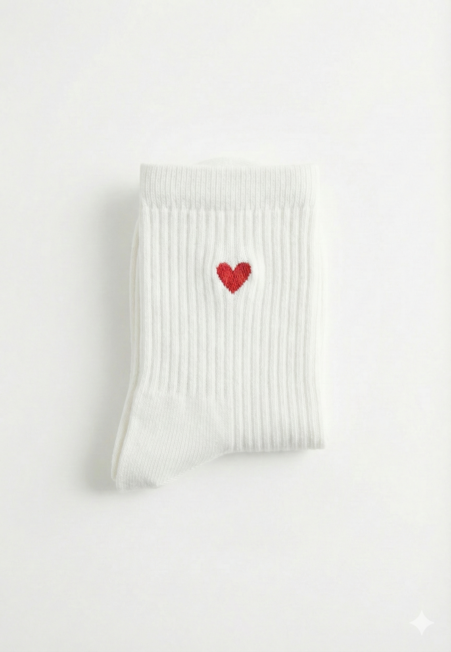 Minimal Kalp Desenli Çorap