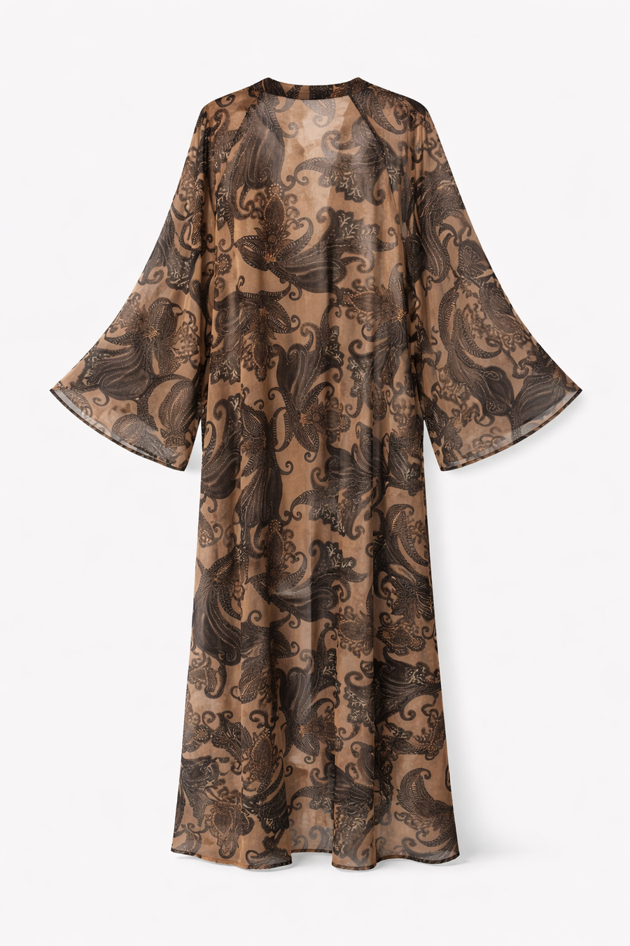 Bohem Paisley Uzun Kimono Kahve