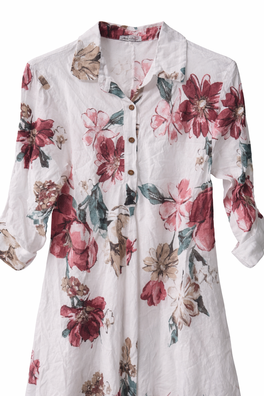Flora Linen Beyaz Uzun Elbise