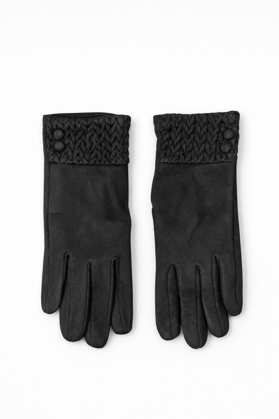Klasik Yün Dokulu Günlük Kadın Eldiven – Siyah
