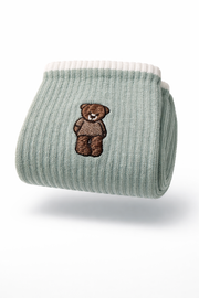 Teddy Nakışlı Pamuk Çorap-Su Yeşili