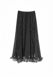 Puantiye Pileli Şifon Etek