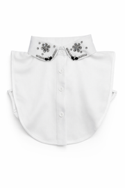 Taş Detaylı Klasik Beyaz Seyyar Yakalık