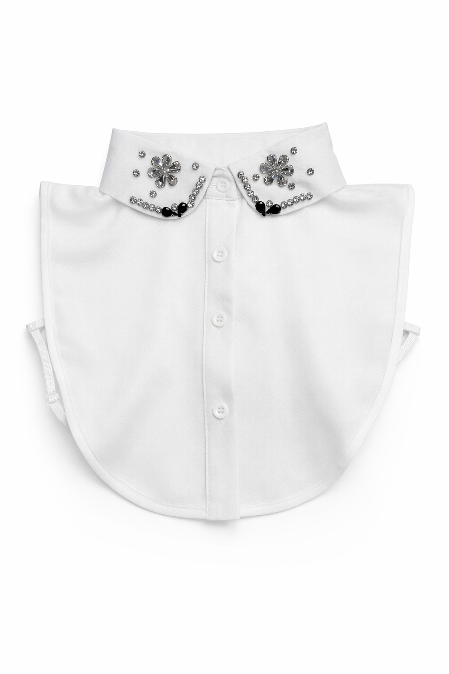 Taş Detaylı Klasik Beyaz Seyyar Yakalık