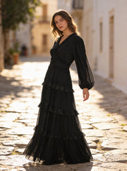 Siyah Şeritli Tasarım Elbise