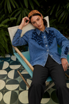 jean Nakış İşlemeli Denim Gömlek Kahve