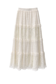 CHN-Dantel Detaylı Etek Ecru