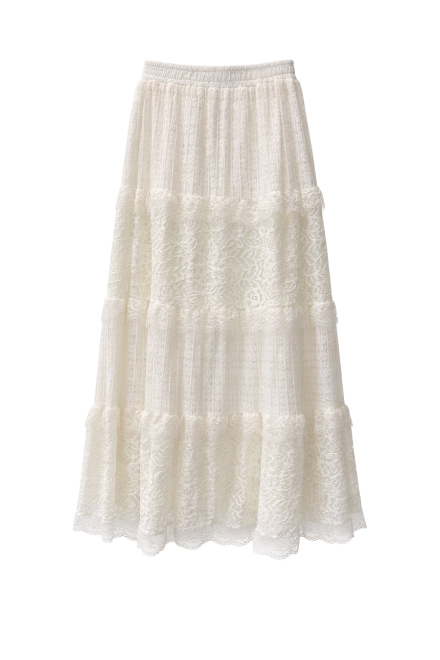 CHN-Dantel Detaylı Etek Ecru