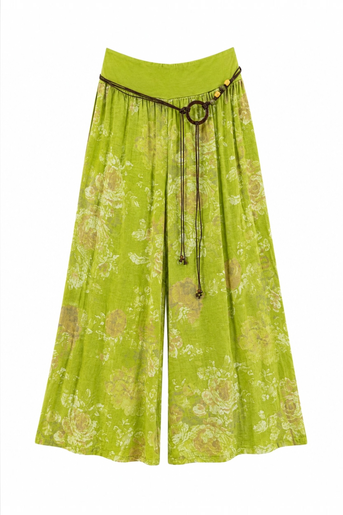 Çiçek Desenli Keten Pantolon 5142