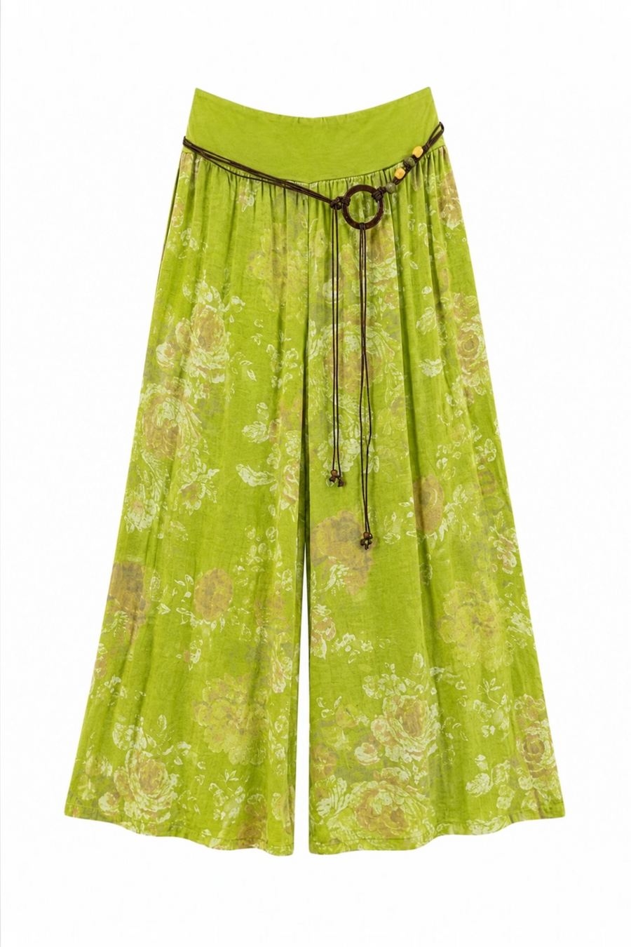 Çiçek Desenli Keten Pantolon 5142