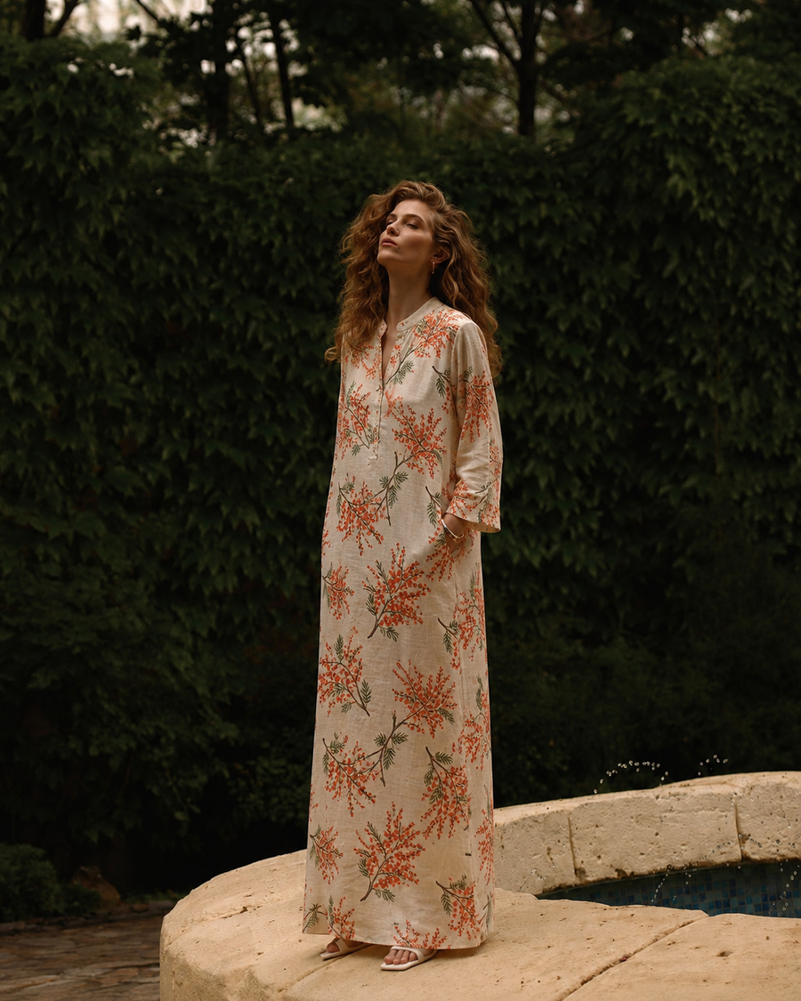 Lilyum Desenli Elbise - HYL0362