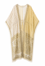 Etnik Desen Bağlamalı Kimono Gold-IBN43029