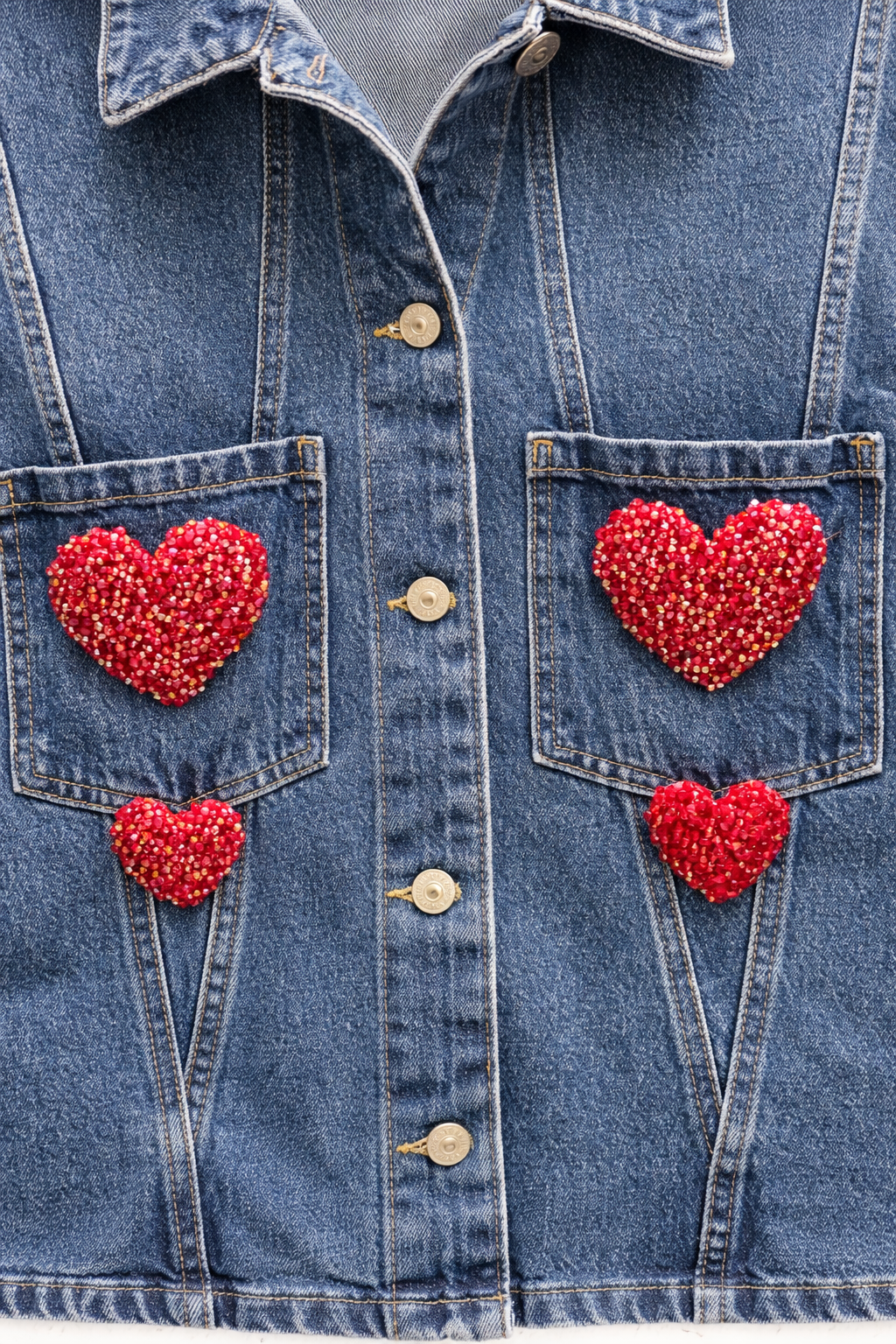 Kalp Detaylı Denim Ceket