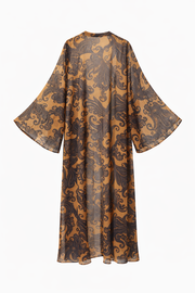 Bohem Paisley Uzun Kimono Hardal