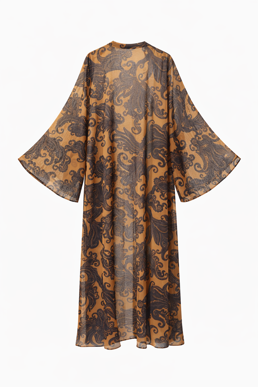 Bohem Paisley Uzun Kimono Hardal