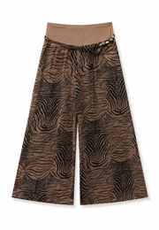 Zebra Esintili Bol Paça Pantolon Kahve-RS265871