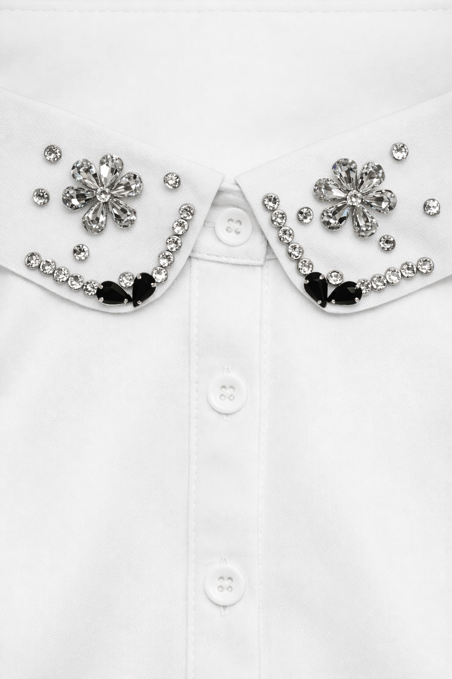 Taş Detaylı Klasik Beyaz Seyyar Yakalık