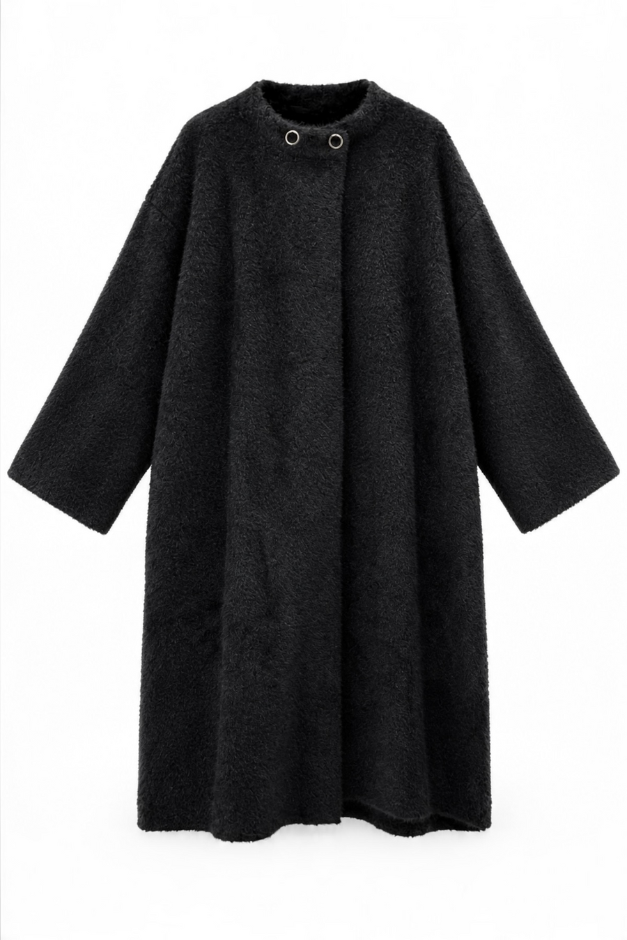 Oversize Angora Dokulu Panço | Siyah