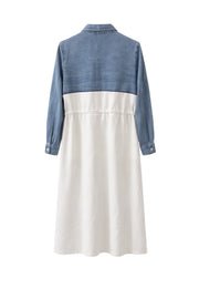 Yakası Taşlı Jean Elbise