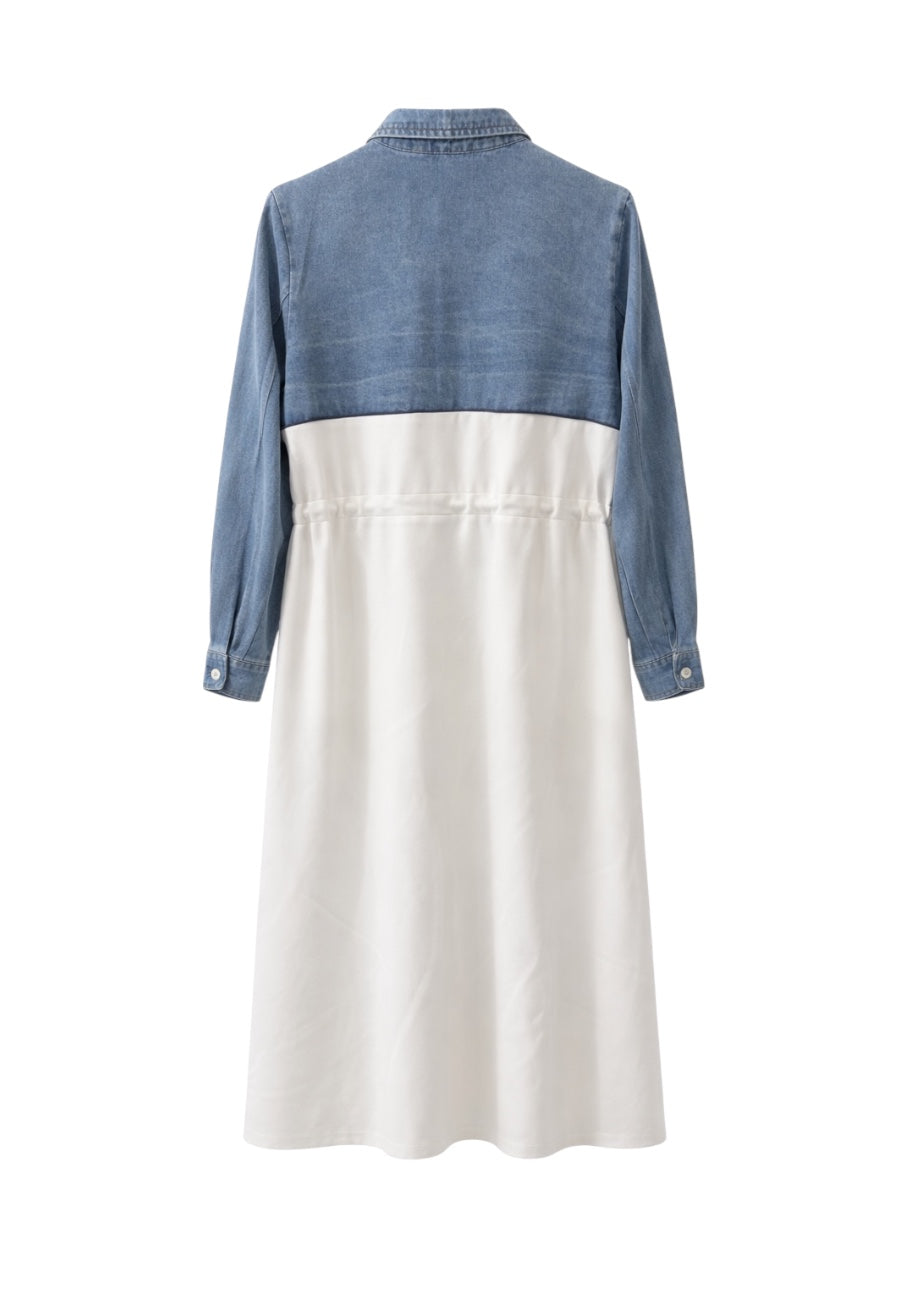 Yakası Taşlı Jean Elbise