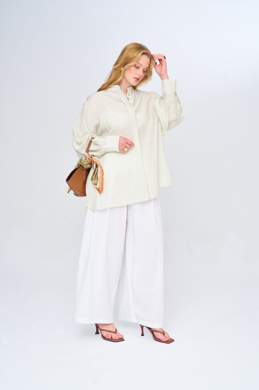 Hakim Yaka Desenli Gömlek Mint Rs34977